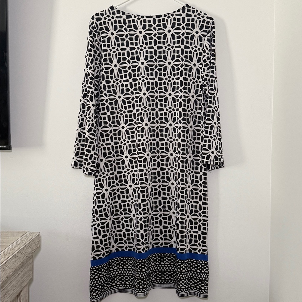 Tacera Women’s Black and White Long Sleeve Shift Dress Business Casual‎ Large - Picture 4 of 8